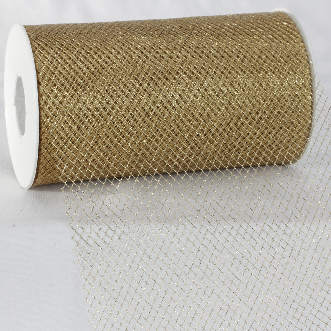 The Ribbon People Gold Colored Metallic Finish Tulle Craft Ribbon 6" x 22 Yards